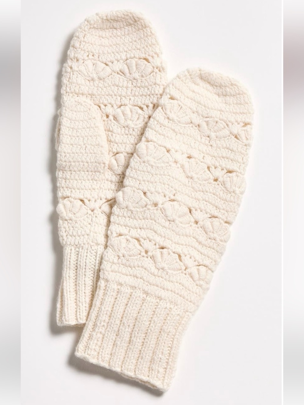 Sea New York Alina Cream Off White Cable Knit Mittens NWT